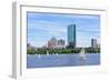 Boston Charles River with Urban City Skyline Hancock Building and Boat.-Songquan Deng-Framed Photographic Print