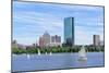 Boston Charles River with Urban City Skyline Hancock Building and Boat.-Songquan Deng-Mounted Photographic Print