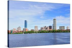 Boston Charles River with Urban City Skyline Skyscrapers and Boats with Blue Skyr.-Songquan Deng-Stretched Canvas