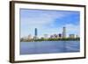 Boston Charles River with Urban City Skyline Skyscrapers and Boats with Blue Skyr.-Songquan Deng-Framed Photographic Print