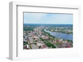 Boston City Aerial View with Urban Buildings and Highway with Charles River in Cambridge District.-Songquan Deng-Framed Photographic Print