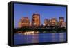 Boston City Charles River at Dusk with Urban Skyline and Skyscrapers.-Songquan Deng-Framed Stretched Canvas