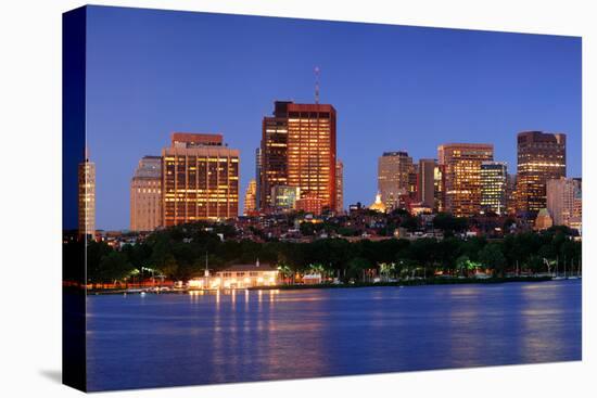 Boston City Charles River at Dusk with Urban Skyline and Skyscrapers.-Songquan Deng-Stretched Canvas