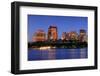 Boston City Charles River at Dusk with Urban Skyline and Skyscrapers.-Songquan Deng-Framed Photographic Print