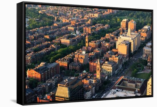 Boston City Downtown Aerial View with Urban Historical Buildings at Sunset.-Songquan Deng-Framed Stretched Canvas