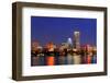 Boston City Skyline at Dusk with Prudential Tower and Urban Skyscrapers over Charles River with Lig-Songquan Deng-Framed Photographic Print