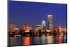 Boston City Skyline at Dusk with Prudential Tower and Urban Skyscrapers over Charles River with Lig-Songquan Deng-Mounted Photographic Print