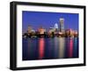 Boston City Skyline at Dusk with Prudential Tower and Urban Skyscrapers over Charles River with Lig-Songquan Deng-Framed Photographic Print