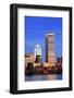 Boston City Skyline at Dusk with Prudential Tower and Urban Skyscrapers over Charles River with Lig-Songquan Deng-Framed Photographic Print