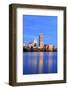 Boston City Skyline at Dusk with Prudential Tower and Urban Skyscrapers over Charles River with Lig-Songquan Deng-Framed Photographic Print
