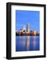Boston City Skyline at Dusk with Prudential Tower and Urban Skyscrapers over Charles River with Lig-Songquan Deng-Framed Photographic Print