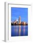 Boston City Skyline at Dusk with Prudential Tower and Urban Skyscrapers over Charles River with Lig-Songquan Deng-Framed Photographic Print