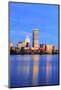 Boston City Skyline at Dusk with Prudential Tower and Urban Skyscrapers over Charles River with Lig-Songquan Deng-Mounted Photographic Print