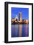 Boston City Skyline at Dusk with Prudential Tower and Urban Skyscrapers over Charles River with Lig-Songquan Deng-Framed Photographic Print