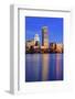 Boston City Skyline at Dusk with Prudential Tower and Urban Skyscrapers over Charles River with Lig-Songquan Deng-Framed Photographic Print