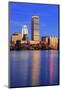 Boston City Skyline at Dusk with Prudential Tower and Urban Skyscrapers over Charles River with Lig-Songquan Deng-Mounted Photographic Print