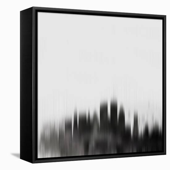 Boston City Skyline - Black-NaxArt-Framed Stretched Canvas