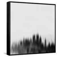 Boston City Skyline - Black-NaxArt-Framed Stretched Canvas