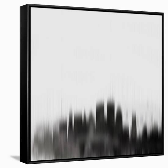 Boston City Skyline - Black-NaxArt-Framed Stretched Canvas