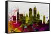 Boston City Skyline-NaxArt-Framed Stretched Canvas