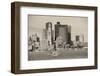 Boston Downtown Architecture Closeup in Black and White over Sea.-Songquan Deng-Framed Photographic Print