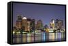 Boston Downtown at Dusk with Urban Buildings Illuminated at Dusk after Sunset.-Songquan Deng-Framed Stretched Canvas