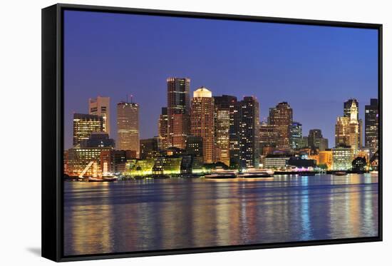 Boston Downtown at Dusk with Urban Buildings Illuminated at Dusk after Sunset.-Songquan Deng-Framed Stretched Canvas