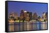 Boston Downtown at Dusk with Urban Buildings Illuminated at Dusk after Sunset.-Songquan Deng-Framed Stretched Canvas