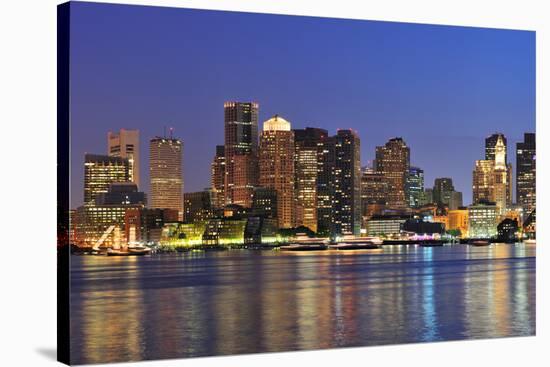 Boston Downtown at Dusk with Urban Buildings Illuminated at Dusk after Sunset.-Songquan Deng-Stretched Canvas