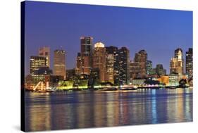 Boston Downtown at Dusk with Urban Buildings Illuminated at Dusk after Sunset.-Songquan Deng-Stretched Canvas