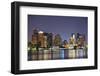 Boston Downtown at Dusk with Urban Buildings Illuminated at Dusk after Sunset.-Songquan Deng-Framed Photographic Print