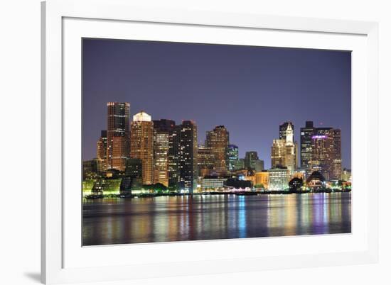 Boston Downtown at Dusk with Urban Buildings Illuminated at Dusk after Sunset.-Songquan Deng-Framed Photographic Print