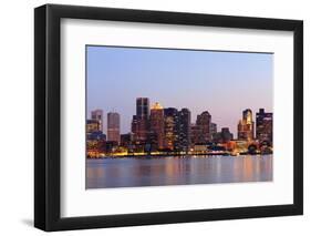 Boston Downtown at Dusk with Urban Buildings Illuminated at Dusk after Sunset.-Songquan Deng-Framed Photographic Print