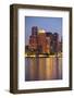 Boston Downtown at Dusk with Urban Buildings Illuminated at Dusk after Sunset.-Songquan Deng-Framed Photographic Print