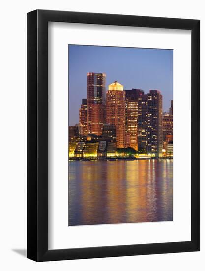 Boston Downtown at Dusk with Urban Buildings Illuminated at Dusk after Sunset.-Songquan Deng-Framed Photographic Print