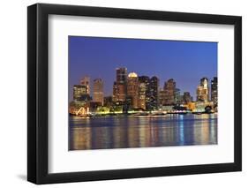 Boston Downtown at Dusk with Urban Buildings Illuminated at Dusk after Sunset.-Songquan Deng-Framed Photographic Print