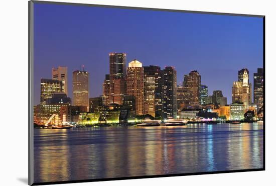 Boston Downtown at Dusk with Urban Buildings Illuminated at Dusk after Sunset.-Songquan Deng-Mounted Photographic Print