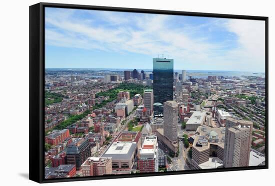 Boston Downtown Skyline Aerial View with Modern Skyscrapers and Street.-Songquan Deng-Framed Stretched Canvas