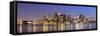 Boston Downtown Skyline Panorama with Skyscrapers over Water with Reflections at Dusk Illuminated W-Songquan Deng-Framed Stretched Canvas