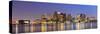 Boston Downtown Skyline Panorama with Skyscrapers over Water with Reflections at Dusk Illuminated W-Songquan Deng-Stretched Canvas