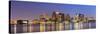 Boston Downtown Skyline Panorama with Skyscrapers over Water with Reflections at Dusk Illuminated W-Songquan Deng-Stretched Canvas