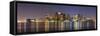 Boston Downtown Skyline Panorama with Skyscrapers over Water with Reflections at Dusk Illuminated W-Songquan Deng-Framed Stretched Canvas