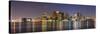 Boston Downtown Skyline Panorama with Skyscrapers over Water with Reflections at Dusk Illuminated W-Songquan Deng-Stretched Canvas