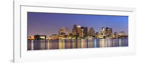 Boston Downtown Skyline Panorama with Skyscrapers over Water with Reflections at Dusk Illuminated W-Songquan Deng-Framed Photographic Print