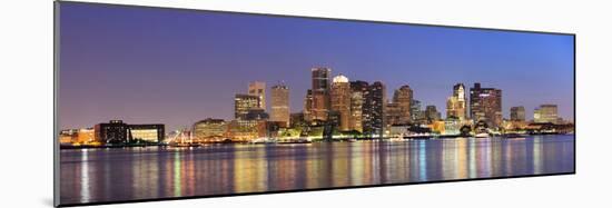 Boston Downtown Skyline Panorama with Skyscrapers over Water with Reflections at Dusk Illuminated W-Songquan Deng-Mounted Photographic Print