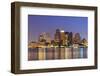 Boston Downtown Skyline Panorama with Skyscrapers over Water with Reflections at Dusk Illuminated W-Songquan Deng-Framed Photographic Print