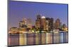 Boston Downtown Skyline Panorama with Skyscrapers over Water with Reflections at Dusk Illuminated W-Songquan Deng-Mounted Photographic Print