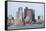 Boston Downtown Urban Architecture with Boat and City Skyline.-Songquan Deng-Framed Stretched Canvas