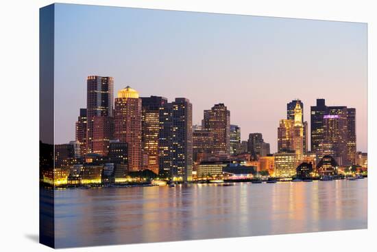 Boston Downtown Urban Skyscrapers over Water at Dusk.-Songquan Deng-Stretched Canvas