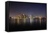 Boston Downtown with Urban City Skyline at Night with Skyscrapers Illuminated over Sea.-Songquan Deng-Framed Stretched Canvas